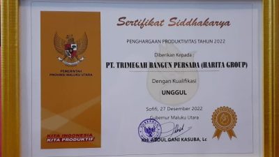 PT TBP Unit Bisnis Harita Nickel Dapat Penghargaan dari Pemrov Malut
