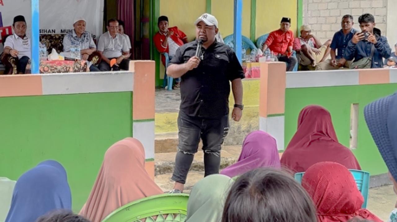 Tokoh pemuda Canga Pulau Obi, Brayen T. Lajame di kampanye Rusihan-Muhtar pada Zona 2 (Fot/Ist)