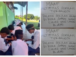 Sekolah MTs di Halsel Dipalang saat Siswa Tengah Ujian Semester